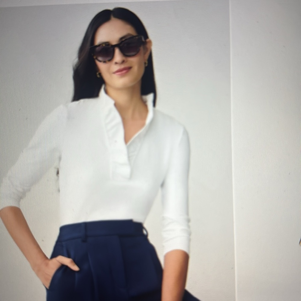 J. McLaughlin White Long Sleeve Top